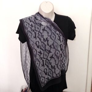 MONDI animal print blue tones sheet silk scarf; Italy